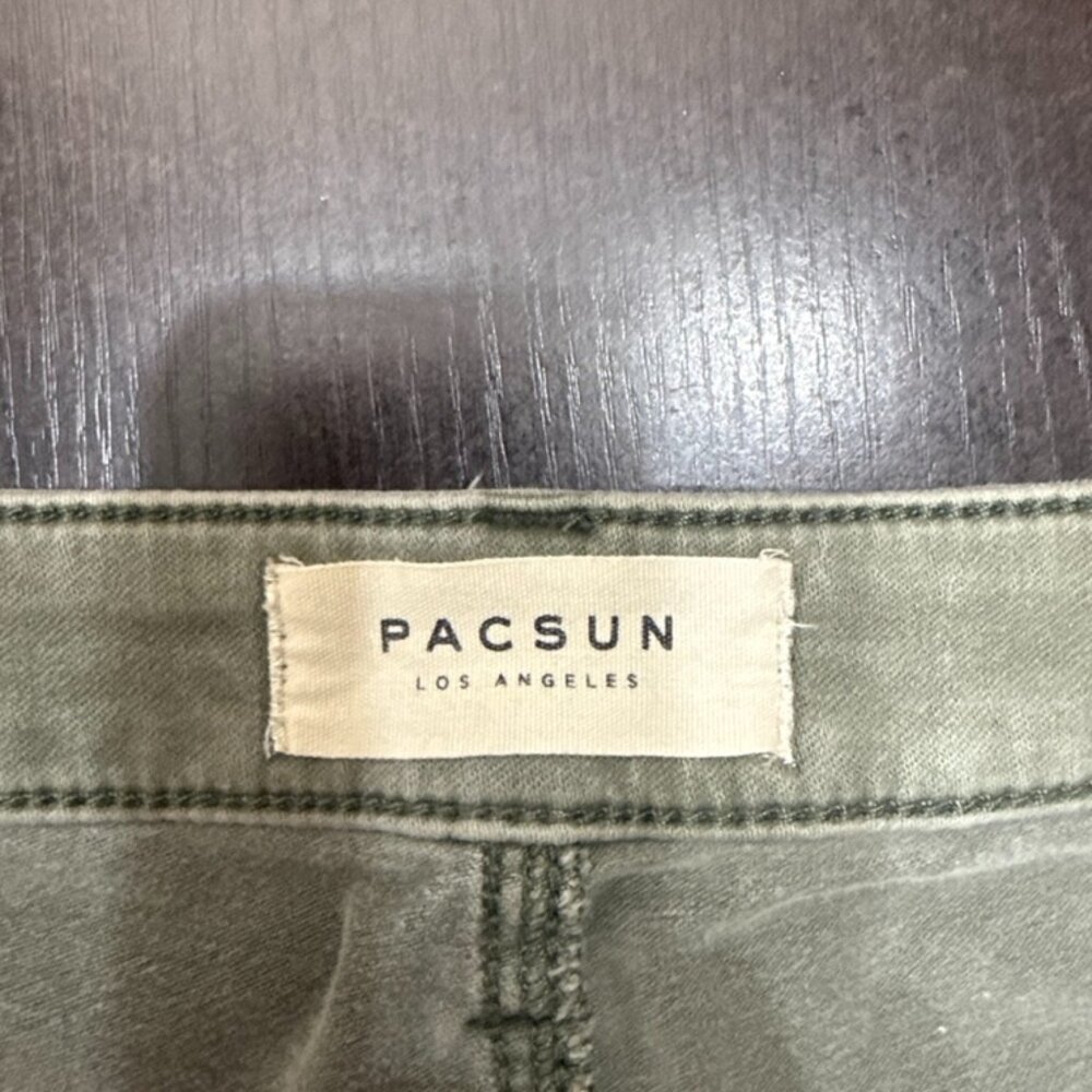 PacSun Army Green Super Stretch Shortie Shorts | Size 30 - Picture 2 of 5